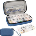 Weekly Pill Organizer 2 Times a Day, Travel Pill Box 7 Day with Large Opening, Pill Case with Handle, Pill Dispenser Medicine Organizer for Vitamins, Fish Oils, Medications, Supplements (Blue, Large)