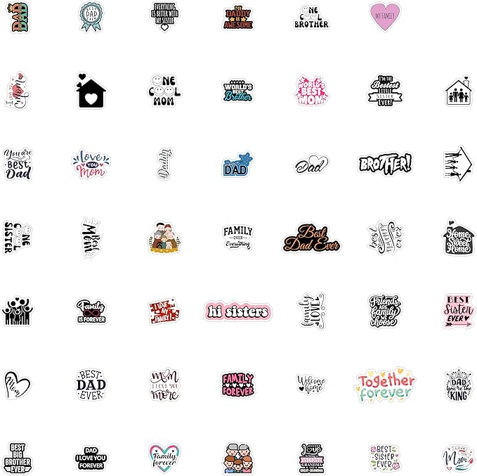 BulbaCraft Family Stickers for Water Bottle and Laptop - Family Party Supplies & Decorations, Waterproof Vinyl Decals, Home and Love Stickers, Gifts for Women & Men