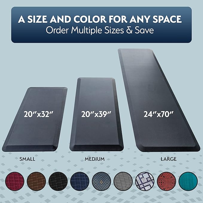 Sky Solutions Anti Fatigue Mat - 3/4" Cushioned Kitchen Rug and Standing Desk Mat & Garage - Non Slip, Waterproof and Stain Resistant (20" x 39", Brown)