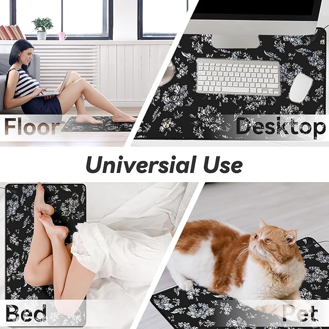 Grounding Mat for Feet, 11.8x23.6in Grounding Pad Earth Mat with 15ft Cord for Better Sleep