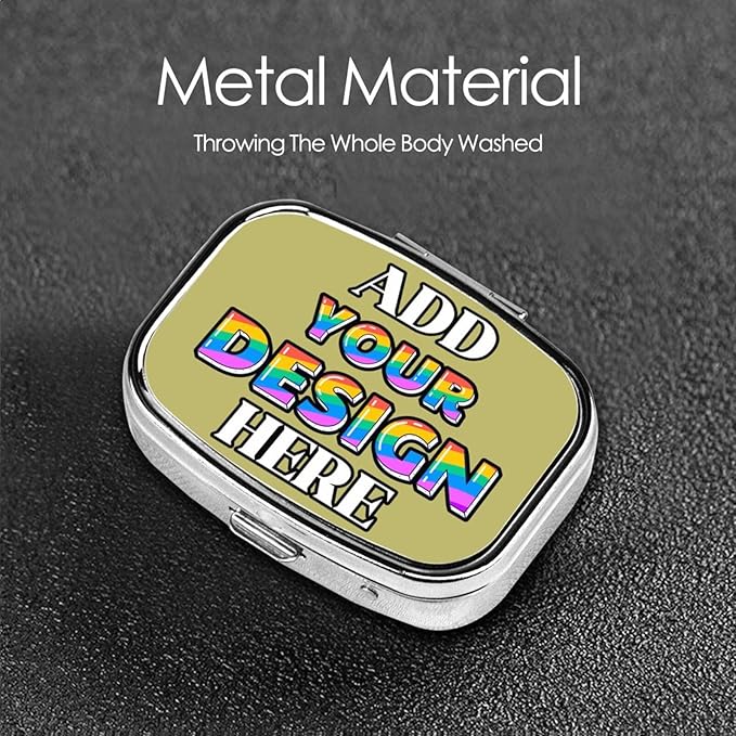 Custom Travel Medicine Organizer, Medicine Pill Box Case Container Travel Pill Holder Vitamin for Purse Med Wallet Portable Mini Pastillero Square, Dark Khaki, Personalized Gifts