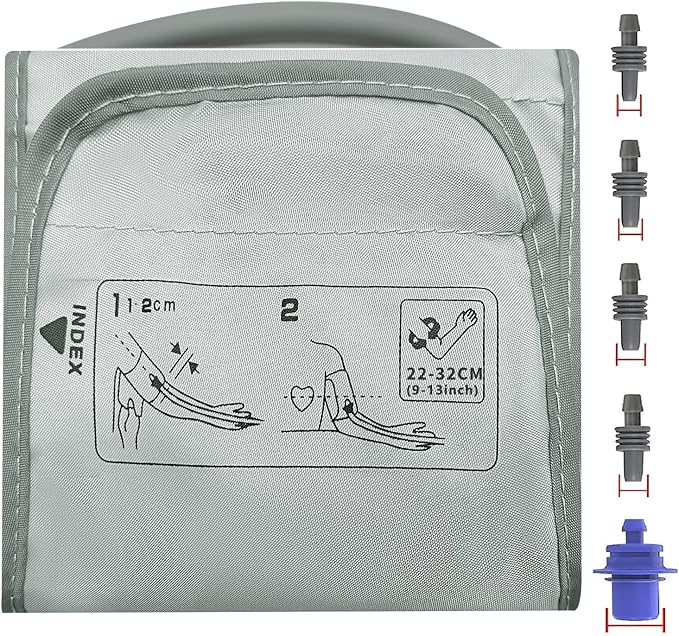 Medium Easy Wrap Blood Pressure Cuff for Thin and Small Arm,Compatible with Omron 8.7~12.6 Inches (22~32) CM Adult BP Replacement Cuff, Adult Cuff Only - 6 Connectors (Medium)