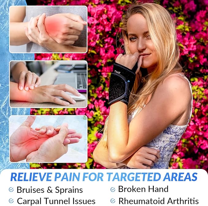Coldest Wrist Ice Pack Hand Support Reusable Flexible - Best Cold Therapy Relief for Rheumatoid Arthritis, Tendinitis, Carpal Tunnel Pain, Injuries, Swelling, Bruises and Pain (Wrist Ice Pack)