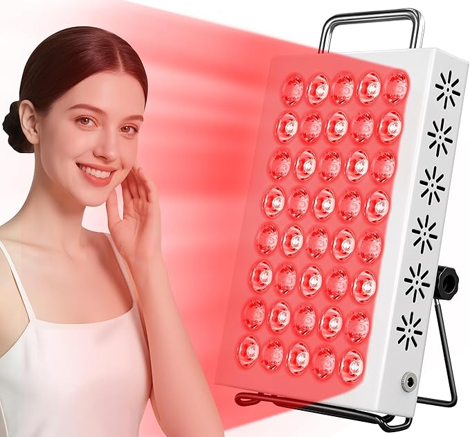 AearKing Red Light Therapy for Face and Body, 660nm & 850nm Near Infrared Red Light Therapy Panel with Adjustable Stand, Portable Dual Chip LED Red Light Therapy Lamp with Timer & 5 Brightness Levels