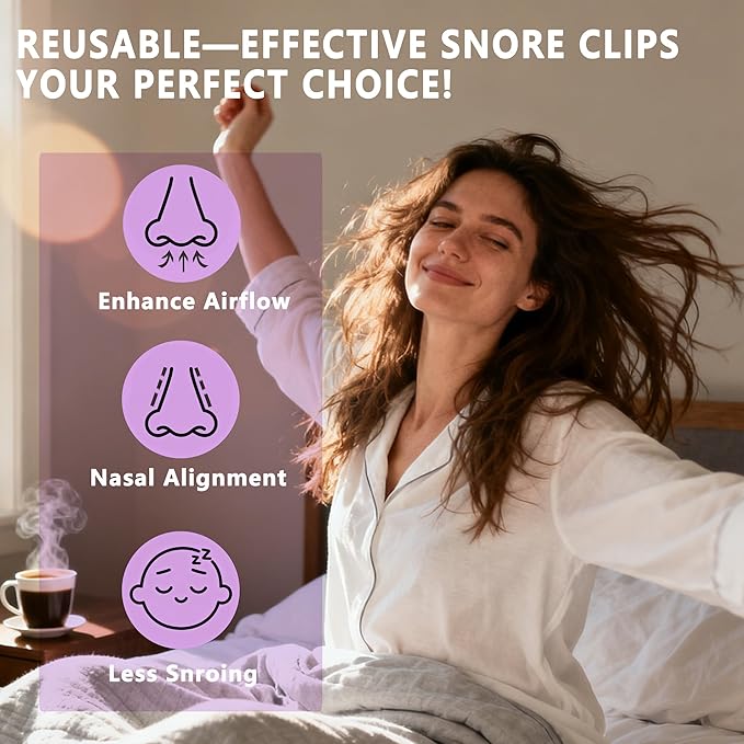 Anti Snoring Devices (8 Pack), Adjustable Silicone Snoring Solution, Anti Snoring Nose Clip, Effectively Relieve Snoring, Stop Snoring for Men and Women, Clear