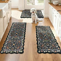 Yamaziot Anti Fatigue Kitchen Rugs Set of 3 - Boho Non Slip Waterproof Kitchen Mats for Floor, Boho Runner Rug for Kitchen Floor, Laundry, Desk, Bar, Office, 17.3"x29"+17.3"x35"+17.3"x47", Black