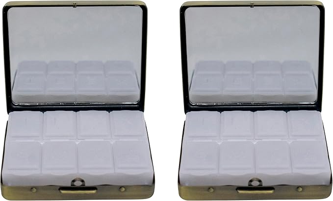 Set of 2 Metal-Plated Weekly (7-Day) Pill Box Case & Portable Medicine Organizer (Antique Brass Victorian)