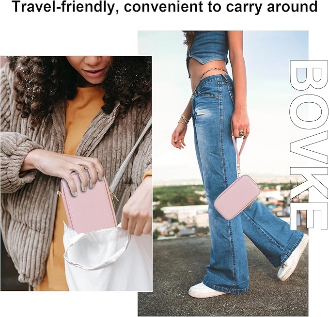BOVKE Diabetic Supplies Travel Case, Storage Carrying Bag for Diabetes Testing Kit, Blood Glucose Monitor Meters, Test Strips, Medication, Lancets, Needles, Syringes and Diabetic Supplies, Pink Star