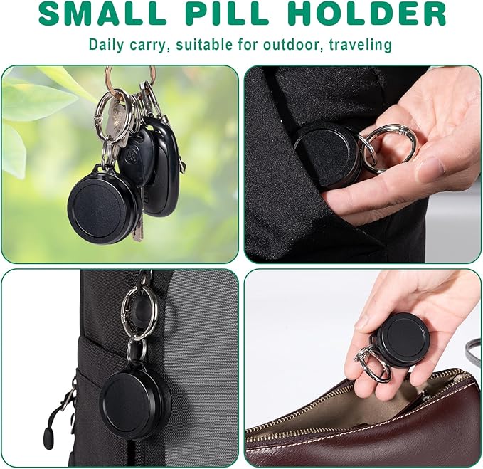 Metal Carrying Case - Portable Daily Travel Keychain Pill Holder Waterproof, Small Container for Earplugs, Pills, Coins Compatible with Loop, Eargasm & Vibes, Compact Mini Purse Pill Case Box (Black)