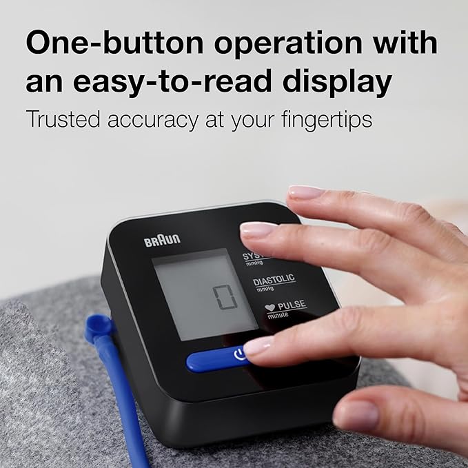 Braun ExactFit 1 Upper Arm Digital Blood Pressure Monitor with Adjustable BP Cuff for Home Use, Simple One Button Operation for at Home Blood Pressure Monitoring, Large Easy to Read Display, BUA5000