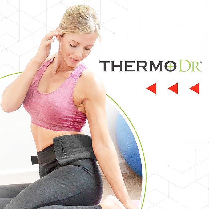 Microwavable Heating Pad for Neck, Back, & Shoulders - Heating Bean Bag Microwavable Pillow w/Elasticated Strap - Wheat & Lavender Aromatherapy Heating Pad Wrap - ThermoDR, Red