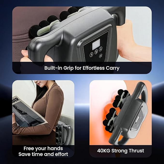 24-Head Massage Gun Deep Tissue, with 9 Modes & 99 Intensities, Quiet Rechargeable Handheld Back Massager for Pain Relief, Full Body Percussion Massager for Neck, Legs, Waist & Back (Gray)