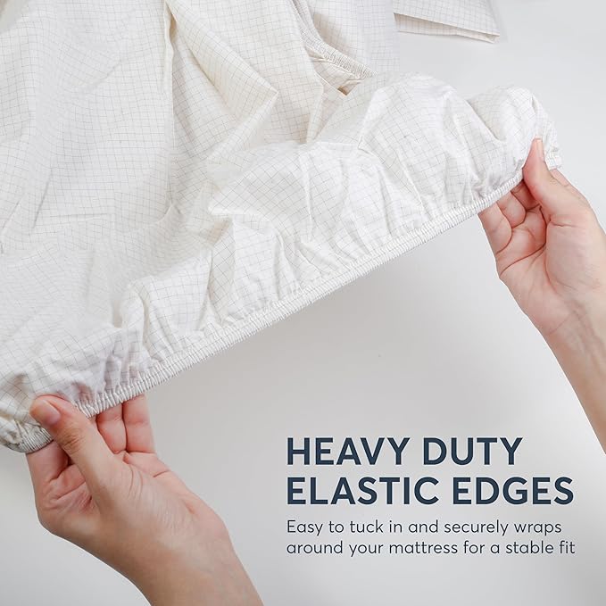 Emberix Grounding Sheets King Size, 12% Pure Silver Fiber Earthing Bed Sheet, 88% Cotton Soft & Breathable, Grounded Sheets Deep Pocket 15" with Eye Masks & Ear Plugs for Rest & Wellness (White)