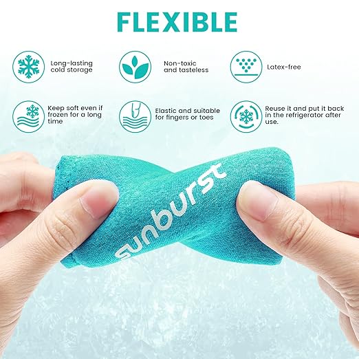 4PCS Finger and Toe Cold Gel Ice Pack,Lasting Cold Compress,Reusable Non-Toxic Finger Compression Sleeve Therapy for Finger and Toe Injuries,Arthritis,Swelling,Tendonitis,Gout or Sprain