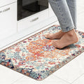 MAYHMYO Boho Kitchen Mat Anti Fatigue Ethnic Kitchen Cushioned Floor Mat Orange Blue Kitchen Rugs Non Slip Cool Rugs for Kitchen Floor Office
