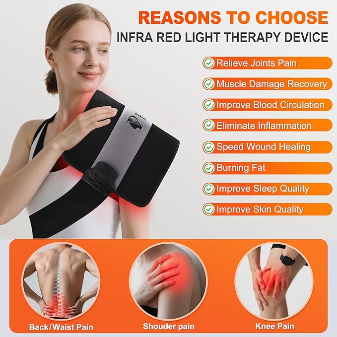 Red Light Therapy for Body, 24’’ x 12’’Large Infrared Light Therapy Pad with Timer Remote Control, 660nm 850nm Home Light Therapy for Knee Shoulder Back Muscle Joint (with Elastic Strap)