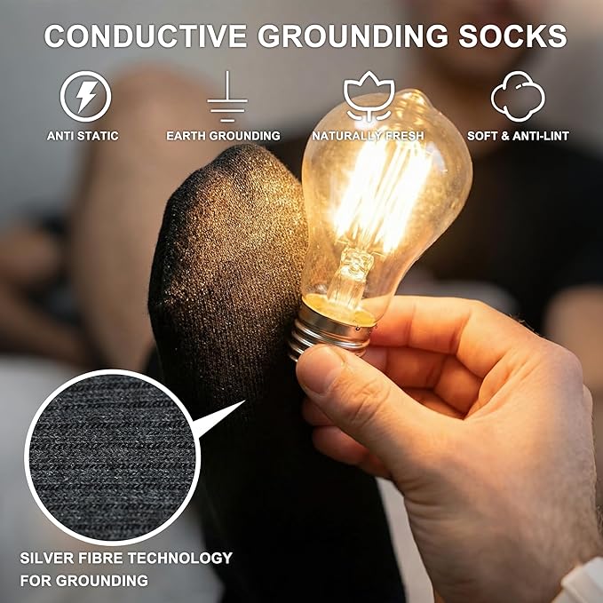 Silver Fiber Grounding Socks for Earthing Mats & Barefoot Use