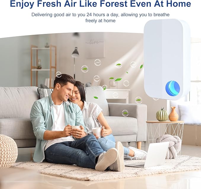 2026 New Upgraded Plug In Ionic Air Purifier with 4 Negative Ion Outlet, Small Air Ionizers for Home,Quiet Operation Air Freshener Mobile Air Cleaner for Bedroom,Living Room,Bathroom(2)
