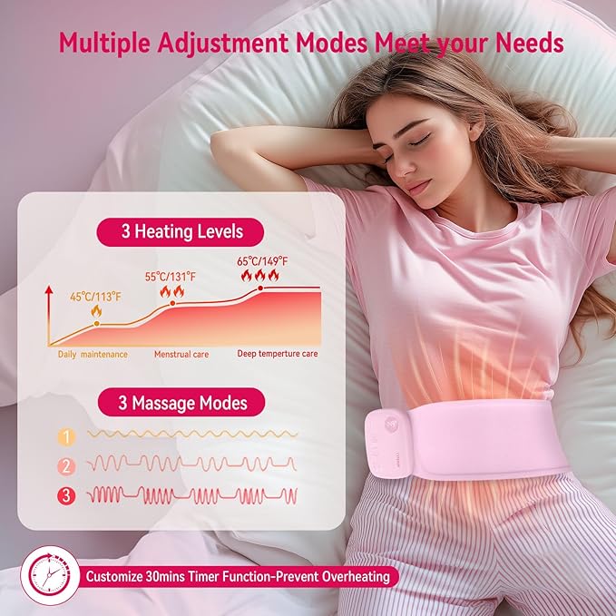 Upgrade Portable Heating Pad for Period Cramps, 5000mAh Portable Cordless Menstrual Heating Pad, Heating Pads for Neck, Back, Shoulder, Gift for Women Girls (98 * 12 * 2)
