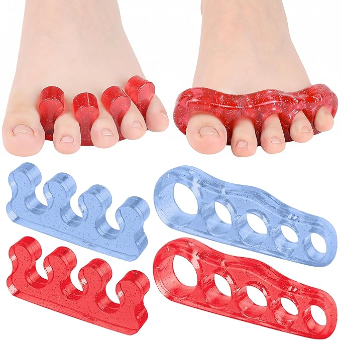 Dr. JK- ToePal Gel Toe Separator, 4 Pairs, Toe Spacers, Bunion Corrector, Cherry & Violet