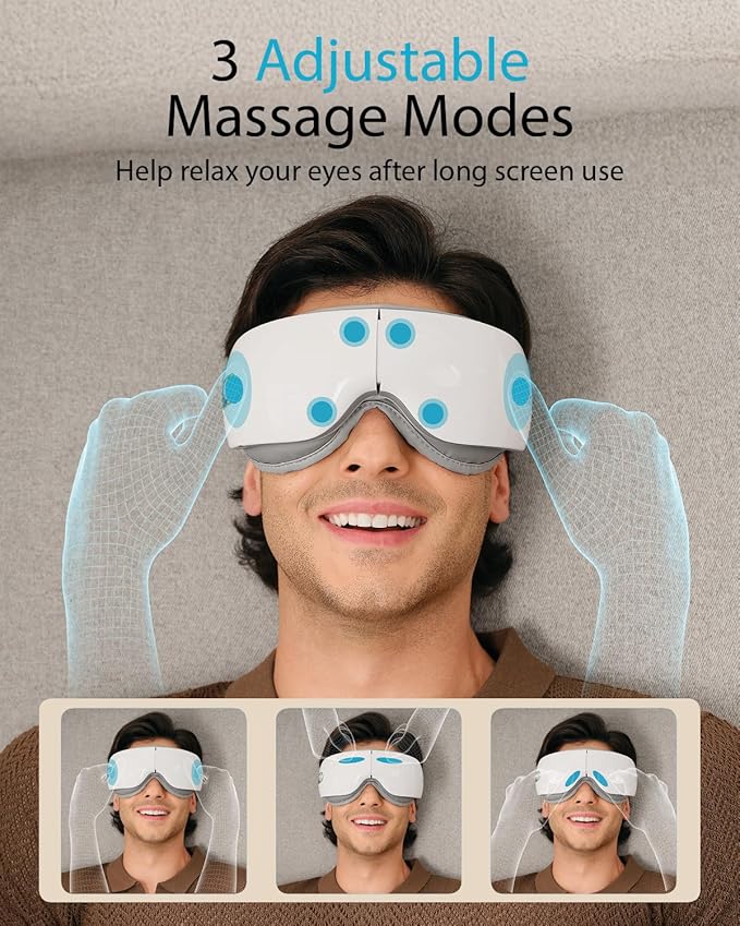 SKG Eye Massager with Heat, Valentine's Day Gifts for Her Him, Bluetooth Music & Foldable Sleep Mask for Dry Eyes & Relaxation, Eye Mask for Migraine, Ideal for Travel, Work