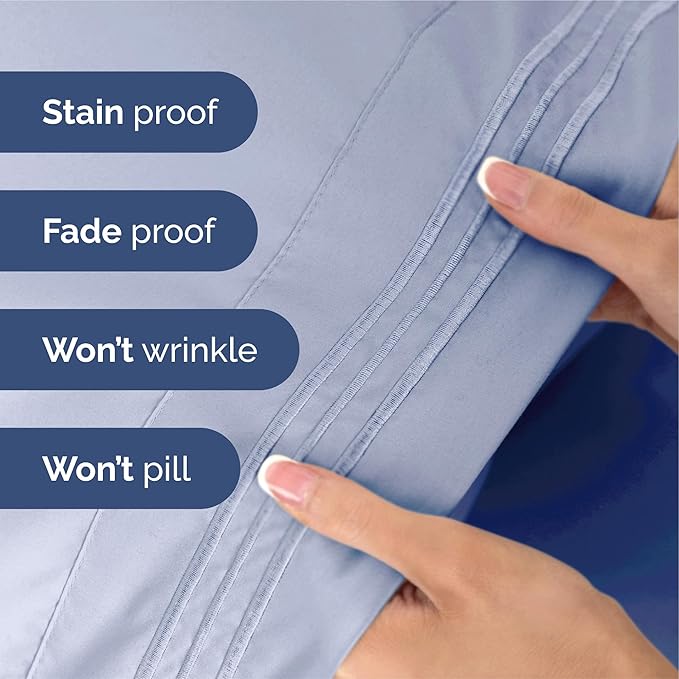 King Size 4 Piece Sheet Set - Extra Soft, Breathable & Cooling Sheets - Hotel Luxury Bed Sheets for Women & Men - Deep Pockets, Easy-Fit & Wrinkle-Free Sheets - Light Dusty Purple Oeko-Tex Bed Sheets