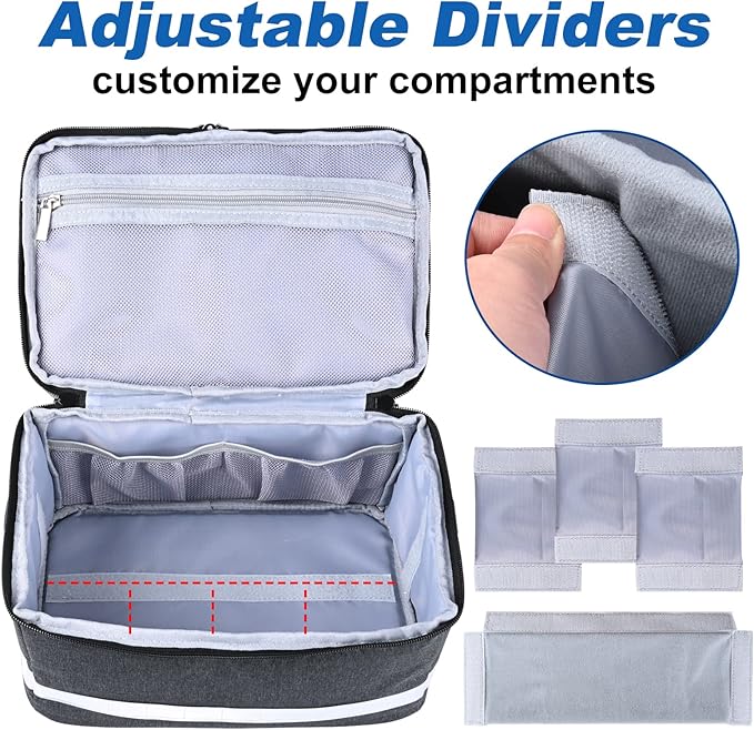 Medication Organizer Storage Bag,Portable Pill Bottle Organizer with Hand or One Shoulder,Travel Medicine Bag with Strap,Famliy First Aid Box for Medication(Grey)