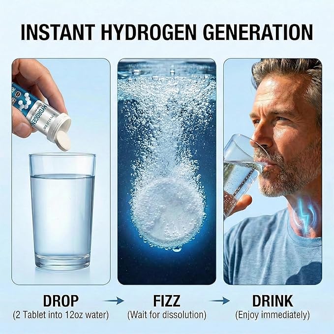 Hydrogen Water Tablets 100 Count (Lemon & Raspberry Flavor) - High PPM Molecular Hydrogen & Elemental Magnesium Supplement - Dissolvable H2 Generator for Energy, Muscle Recovery & Hydration