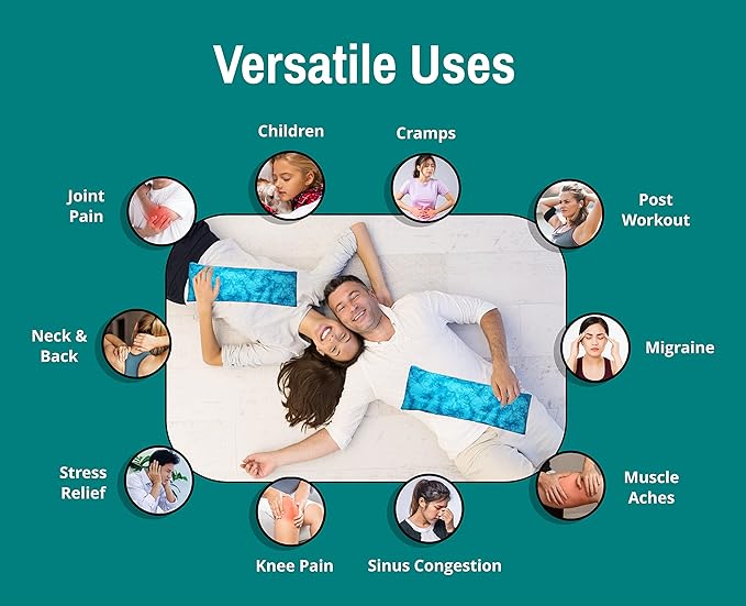 Microwavable Corn Filled Heating Pad and Cold Pack/Washable 100% Cotton Cover (Watermark - Aqua, 5.25in W x 17.25in L)