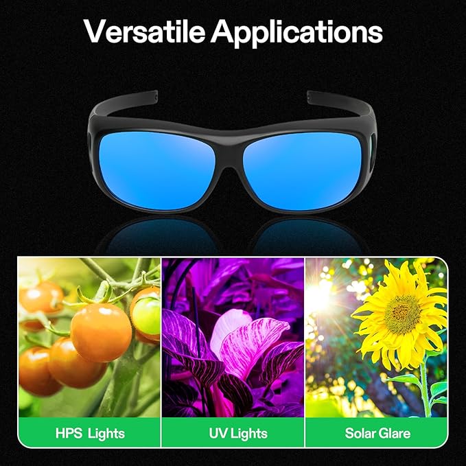 VIVOSUN Indoor Hydroponics Anti UVA and UVB Grow Room Glasses Goggles with Glasses Case, Blue (Pack of 2)