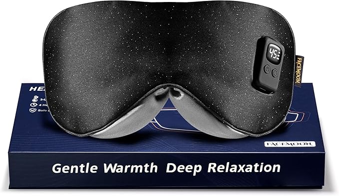 Heated Eye Mask for Dry Eyes - Warm Compress for Digital Tired Eyes, Stye Relief - Cordless, Adjustable Heat & Timer Settings - Airplane/Road Travel, Sleep aid, Office nap Black