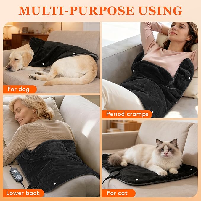 UTK 30s Fast Heating Pad, 6X Deeper Far Infrared Heating pad for Neck and Shoulders Pain Relief, 8 Heat Settings Max 159℉, 4H Auto-Off, Extra Large 24"x20" with Adjustable Strap, Gifts for Women Men