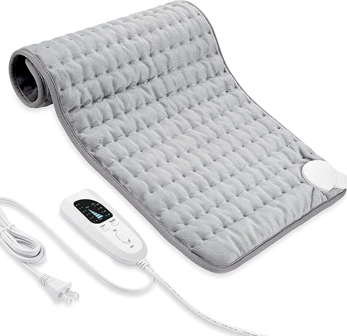33"X17" Electric Heating pad with 6 Heat Settings, Auto Shut Off, Silver Gray Dry Electric Heating for Back Neck Knee Arms Legs Shoulder Heat Pads for Christmas Birthday Father's Day Mother's Day