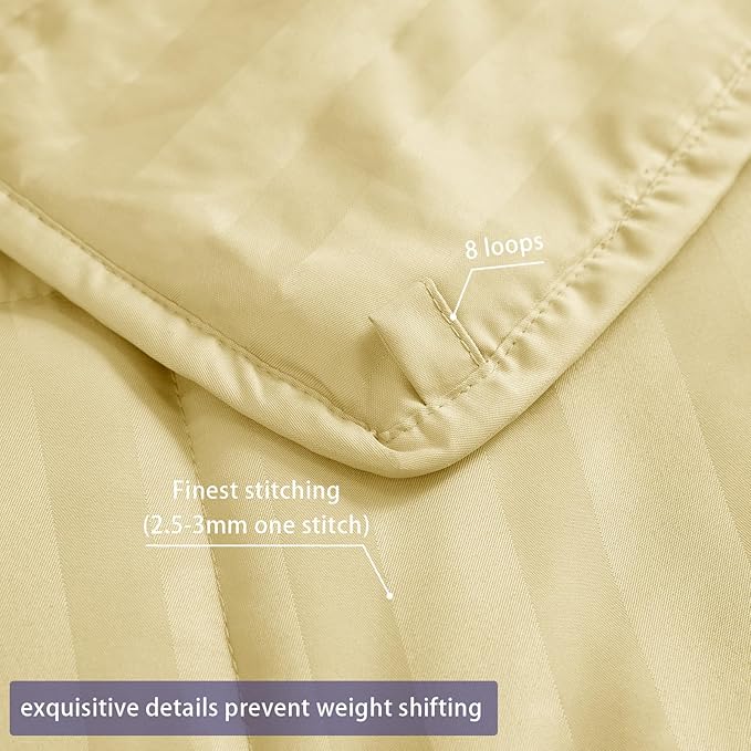 yescool King Size Weighted Blanket for Adults (25 lbs, 80” x 87”, Mustard Yellow Stripes) Heavy Blanket for Sleeping Perfect for 240-260 lbs, Breathable Blanket for Adults & Couple All Season