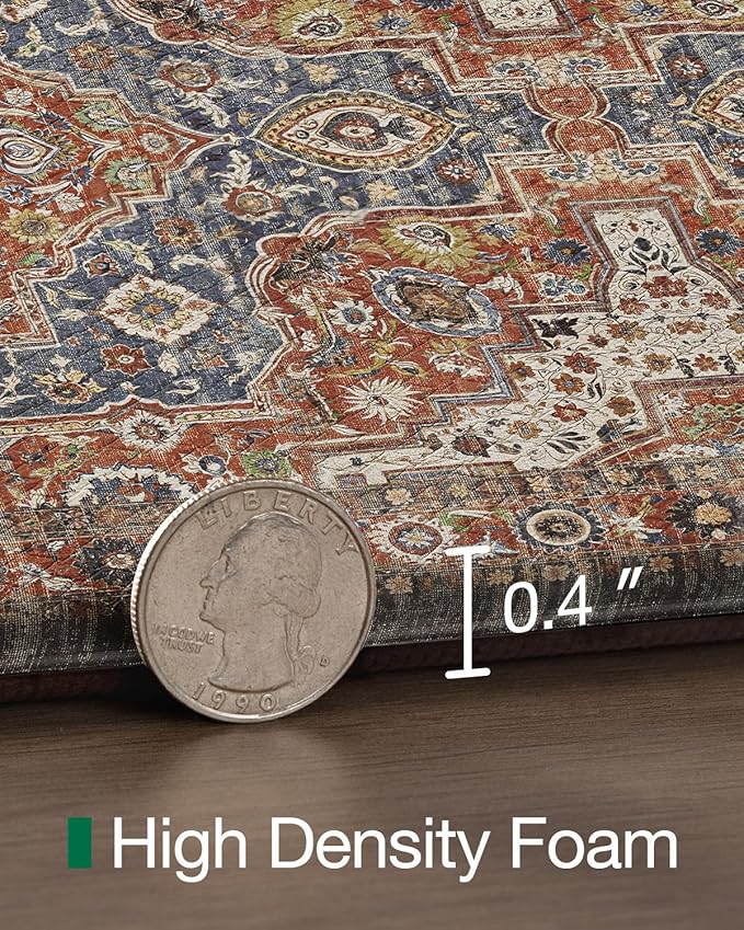 LUMI Anti Fatigue Kitchen Mat, Waterproof & Stain-Resistant Cushioned Standing Mat, Non-Slip Comfort Rug for Kitchen, Sink, Laundry, Home Office, 24" x 59", Blue Orange