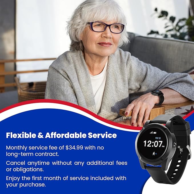 Home & WELLNESS co. SENIOR SAFETY SYSTEM Stride Medical Alert Watch- Assistance Device with GPS Tracking, Emergency Call Button, AT&T Network, Stylish Design