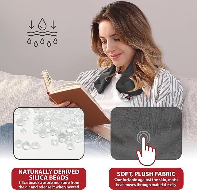 Core Products MicroBeads Moist Heat Therapy Microwave Pack 5" X 25" | Reusable Moist Heat Pad for Neck with Soft Fabric and Heating Beads