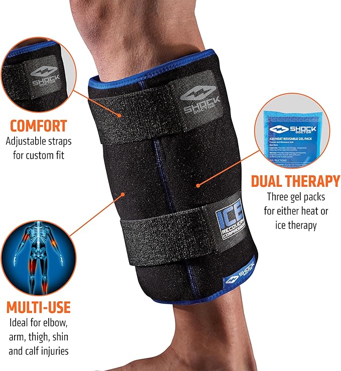 Shock Doctor Ice Recovery Compression Wrap (Pack of 3), Black, One Size