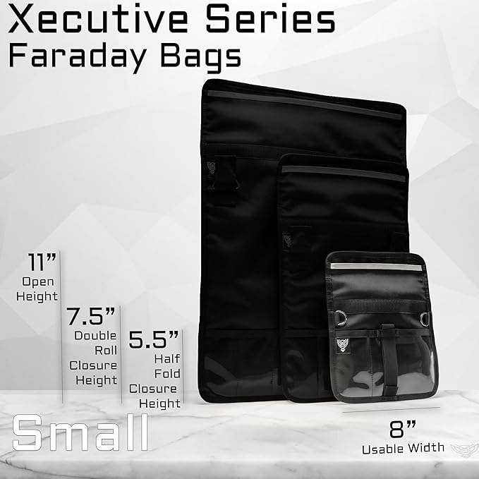 Xtreme Sight Line ~ Faraday Bag for Phones and Other Small Electronics (11" x 9") ~ Data Security for Executive Travel ~ Shoulder Strap Included ~ Tracking/Hacking Defense