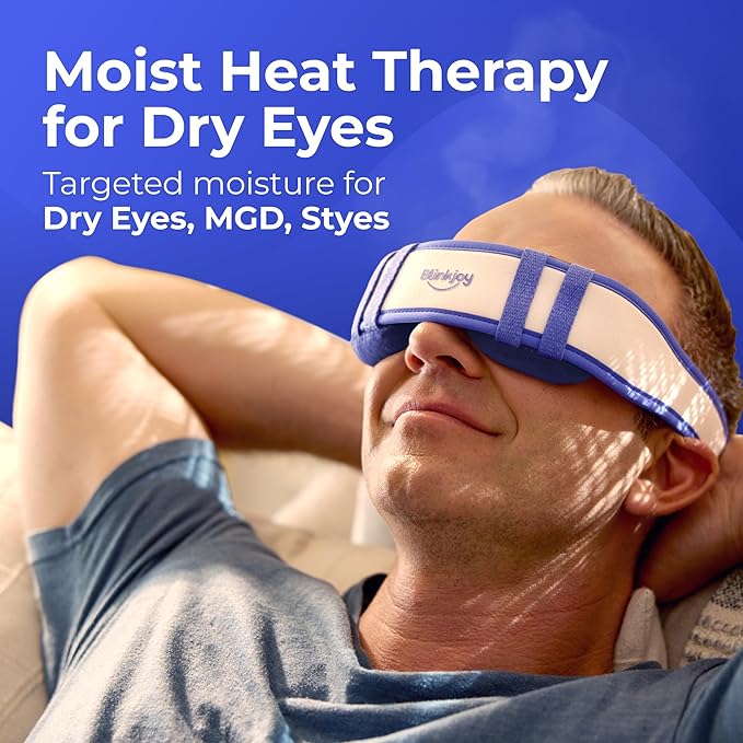Moist Heated Eye Mask for Dry Eyes – Microwavable Warm Compress with No-Pressure Eye Wells & Adjustable Strap – Reusable, for Blepharitis & Stye Relief