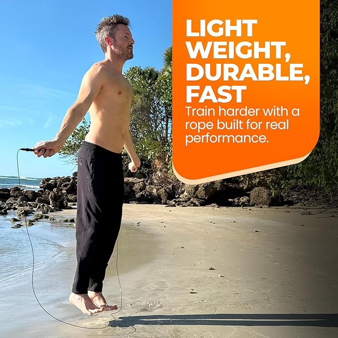 LYRA Adjustable Speed Jump Rope – 360° Ball Bearings, Steel Cable & Aluminum Handles – Fast Double Unders for CrossFit, HIIT & Fitness Workouts – Carry Bag & Extra Cable Included