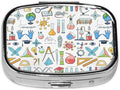 Pill Box-2 Compartment Small Pill Case Square Organizer Case with Mirror Portable Metal Medicine Box Travel Container for Pocket & Purse Women Men(Chemistry Elements)