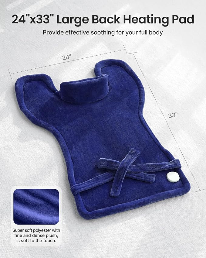 RENPHO Electric Heating Pad for Back, Mothers Day Gifts & Birthday Gifts for Mom Dad Women Men, FSA Eligible & HSA Store, Neck and Shoulder Heat Pad, Fast Heating, 24"x33", ETL Certified, Dark Blue