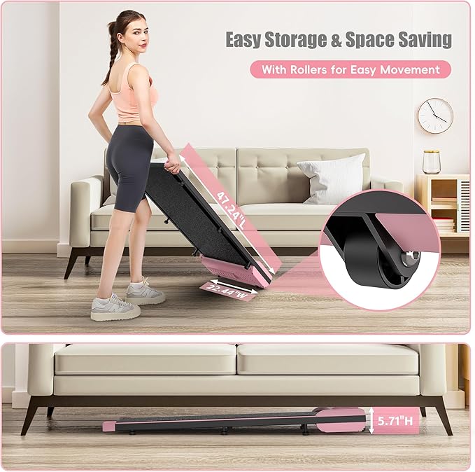 ANCHEER Under Desk Treadmill, Walking Pad Treadmill with Incline, 2.5HP Portable Treadmills for Home 300 lb Capacity, Smart APP Control Jogging Machine with Remote Control, Installation-Free