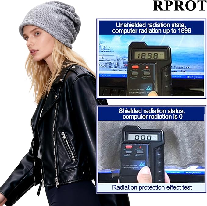 Beanie Protection Hat,Effective 99.99% Anti R.adiation Cap, E.M.F Protection Hat Shielding Cell WiFi 5G RF 19.6-23.6 in
