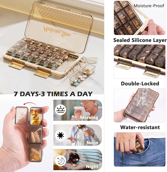 BAGSFY Travel Medicine Bag Organizer with 7-Day Pill Organizer, AM & PM Pill Box, Medication Storage, First Aid Kit Case