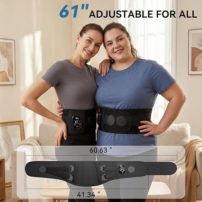 Cordless Portable Heating Pad with Massager for Back Pain Relief,5000mAh Rechargeable Lower Back Massager with 3 Heat 3 Vibration,Wireless Heating Pad for Cramps,Back Support Heat Massage Belt