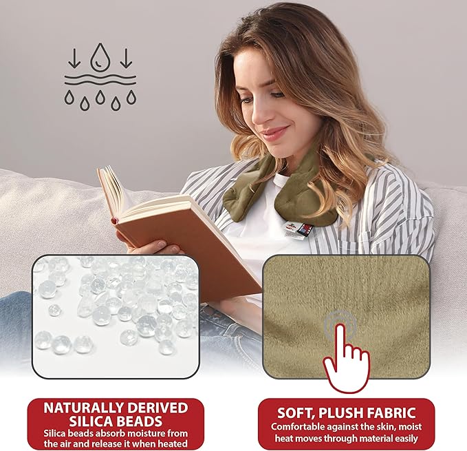 Core Products MicroBeads Moist Heat Therapy Microwave Pack 5" X 25" | Reusable Moist Heat Pad for Neck with Soft Fabric and Heating Beads