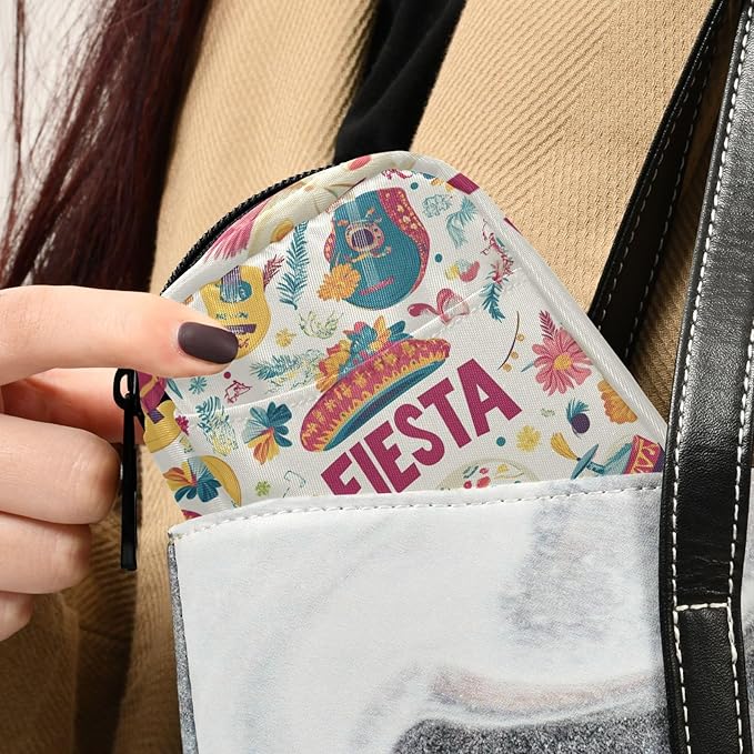 White Fiesta Guitars Skulls Hats Travel Pill Organizer Case Box Container Weekly Portable Vitamin Medicine Holder Storage Bag with Zipper Removable