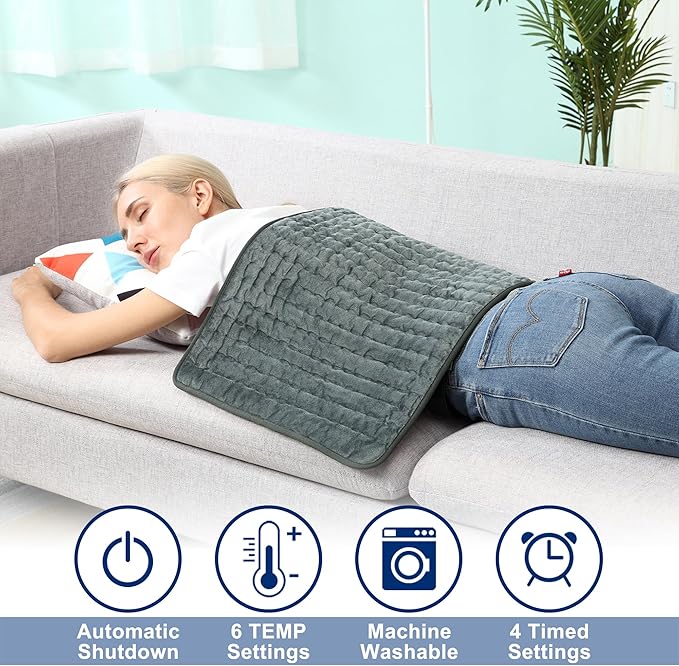 Electric Heating pad for Back Neck Shoulder Knee Arms Legs- Electric Heat Pads with 6 Heat Settings & Auto Shut Off &Dry/Moist Heat Heating Pad for Birthday Mother Father Gril Men Women